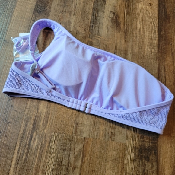 Abercrombie & Fitch One Shoulder Ribbed Texture Purple Swim Bikini Top - Picture 3 of 6